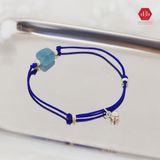  Vòng tay dây thắt phối Aquamarine Thô Charm Bi Bạc 925 