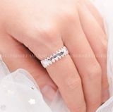  Nhẫn Bạc 925 Họa Tiết Trái Tim Trơn Bản Dày 6mm Minimal 2110NT Royal Heart Dot Band Ring 