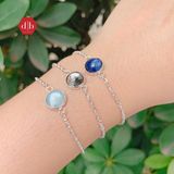  Vòng Tay Bạc 925 Xích Đá Thiên Nhiên Chấu Bao Simple Gem - Mệnh Thủy & Mộc 