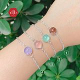  Vòng Tay Bạc 925 Xích Đá Thiên Nhiên Chấu Bao Simple Gem - Mệnh Thổ & Hỏa 