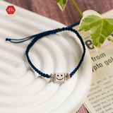  Vòng Tay Dây Thắt Handmade Phối Charm Bạc 925 Hình Vuông Mặt Cười 