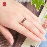  Nhẫn Tourmaline Thiên Nhiên - Nhẫn Freesize Bạc 925 Đính 5 Viên Đá Tourmaline Đủ Màu Sắc 229SR 