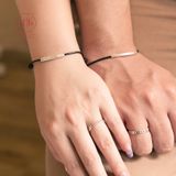  Vòng Tay Thắt Couple Phối Charm Bạc 925 Thanh Ống Khắc Chữ 