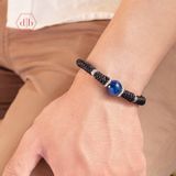  Vòng Tay Thắt Phối Đá Sapphire 15li & Charm bạc 925 