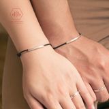  Vòng Tay Thắt Couple Phối Charm Bạc 925 Thanh Ống Khắc Chữ 