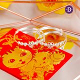  Kiềng Baby Bạc 999 Lucky Cat - Kiềng Mèo May Mắn Tai Đỏ/Vàng K410 Ddreamer 