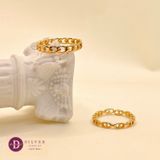  DNA Line Gold Plated Silver Ring - Nhẫn Freesize DNA Xi Vàng 2002NT 