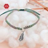  Vòng Tay Dây Thắt Phối Charm Bạc 925 Lá Leaf 