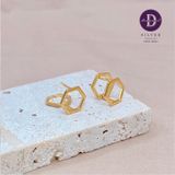  Parallel Hexa Hoops - Gold Plated Earrings - Hoa Tai Khoen Line Lục Giác 1625BTK 