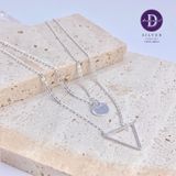  Layer Basic Circle & Triangle Sterling Silver Necklace - Dây Chuyền Bạc 925 Dây Đôi Hình Tròn Và Tam Giác 516DCT 