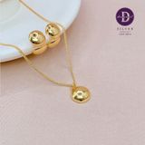  Full Bean Sterling Silver Necklace - Gold Plated Necklace - Dây Chuyền Mặt Tròn 660DCT 