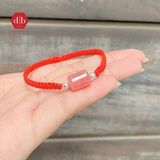  Vòng Dây Thắt Lu Thống Đào Hoa - Vòng Thắt Dây Thủ Công Đá Phong Thủy - Rhodochrosite 