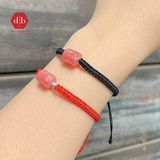  Vòng Dây Thắt Lu Thống Đào Hoa - Vòng Thắt Dây Thủ Công Đá Phong Thủy - Rhodochrosite 