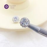  Bông Tai Bạc 925 Xi Vàng Trắng Đính Full Moi - Bông Tai Nữ Kiểu Hoa Moissanite Viên Chủ 7Li - Moissanite 7.0mm Sterling Silver Flower Earrings MBT0017 