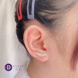  Bông Tai Bạc 925 - Hoa Tai Earclimbers 8 Viên Đá Giọt Nước Cong - Silver 925 Earrings - 2944ECB 