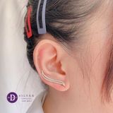  Bông Tai Bạc 925 - Hoa Tai Earclimers 2 Line Đá Dợn Sóng - Silver 925 Earrings -1610ECB 