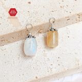  Mặt Dây Chuyền Đá Thiên Nhiên - Đá Lu Thống Thạch Anh Tóc Vàng & Moon Stone Mix Charm Bạc 925 - Cho Mệnh Kim/Thổ - Ddreamer 