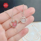  Mặt Dây Chuyền Đá Thiên Nhiên - Đá Thạch Anh Dâu Hồng & Flourite Moon Stone Mix Charm Bạc 925  - Ddreamer 