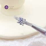  Nhẫn Đá Moissanite Đá Chủ 6.3li- Ổ Trái Tim Bản Dày Đính 5 Viên Moi - Nhẫn Bạc 925 Cao Cấp Đính Moissanite 6.3mm Sterling Silver Ring 