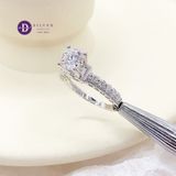  Nhẫn Đá Moissanite Đá Chủ 6.3li- Ổ Trái Tim Bản Dày Đính 5 Viên Moi - Nhẫn Bạc 925 Cao Cấp Đính Moissanite 6.3mm Sterling Silver Ring 