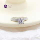  Nhẫn Đá Moissanite Đá Chủ 6.3li- Ổ Trái Tim Bản Dày Đính 5 Viên Moi - Nhẫn Bạc 925 Cao Cấp Đính Moissanite 6.3mm Sterling Silver Ring 