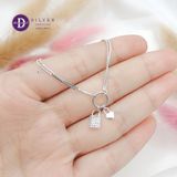  Lắc Tay Trái Tim Ổ Khoá Tình Yêu Kiểu Dây Rút Freesize  - Lock & Heart Adjustable Silver Bracelet 1280VTH 