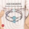 Vòng Dây Thắt Đá Aquamarine Mix Charm Cỏ 4 Lá - Vòng Thắt Dây Thủ Công Đá Phong Thủy