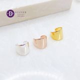  Hoa Tai Earcuff Bạc 925 - Bông Tai Kẹp Vành Bản Trơn Unisex Bạc 925 Xi Vàng/ Vàng Hồng Shield 2050EC 