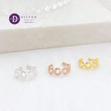  Hoa Tai Bạc 925 Xi Vàng/ Vàng Hồng Kẹp Vành Tai Earcuff Kiểu Unisex Mặt Cười Smiley Face 2761EC 