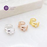  Bông Tai Kẹp Vành Bạc 925 Xi Vàng/ Vàng Hồng Earcuff Vintage Double Line Eye Stone 2754EC 