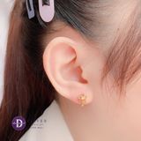  Hoops Simple Lovely Flower - Gold Plated Earrings - Hoa Tai Khoen Bạc 925 Xi Vàng Bông Hoa Nhỏ 2728BTK Ddreamer 