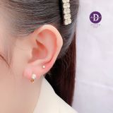  Round Hoops Stone Cupcake - Gold Plated Earrings - Hoa Tai Khoen Bạc 925 2428BTK 