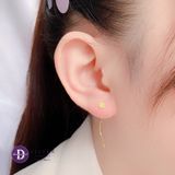  Circle Falling Twist Bar - Gold Plated Earrings - Bông Tai Dáng Dài Trơn Bạc 925 Xi Vàng Gợn Sóng 1902BTT 