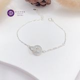  Lucky Coin & Holding Circle Silver Bracelet - Vòng Tay Bạc 925 Đồng Tiền May Mắn Đính Đá & Khoen Bạc 1295VTH 