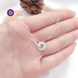  Lucky Coin & Holding Circle Silver Bracelet - Vòng Tay Bạc 925 Đồng Tiền May Mắn Đính Đá & Khoen Bạc 1295VTH 