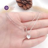  White Heart & Ball Oval Chain Silver Bracelet - Vòng Tay Bạc 925 Dây Xích Đôi Trái Tim 886VTH 