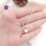  White Heart & Ball Oval Chain Silver Bracelet - Vòng Tay Bạc 925 Dây Xích Đôi Trái Tim 886VTH 