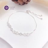  3 Baguette Stone Bow Silver Bracelet - Vòng Tay Bạc 925 Dây Rút Freesize  3 Cái Nơ Đá Baguette & Đá CZ 1291VTH 