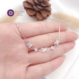  3 Baguette Stone Bow Silver Bracelet - Vòng Tay Bạc 925 Dây Rút Freesize  3 Cái Nơ Đá Baguette & Đá CZ 1291VTH 