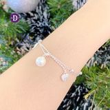  Pearl Heart Lock Key Silver Bracelet - Vòng Tay Bạc 925 Dây Đôi Bi Xích - Quà Tặng Bạn Gái 394VTH 