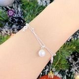  Pearl Heart Lock Key Silver Bracelet - Vòng Tay Bạc 925 Dây Đôi Bi Xích - Quà Tặng Bạn Gái 394VTH 