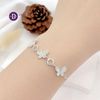 Curvy Butterly & 2 Circle Adjustable Bracelet - Vòng Tay Dây Rút Freesize Bạc 925 Bướm & 2 Vòng Tròn 1256VTH