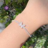  Spring Sparkling Butterfly Adjustable Bracelet - Lắc Tay Dây Rút Freesize Bạc 925 Bướm & 1 Line Đá 1222VTH 