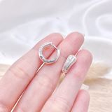  3 Line CZ Stone Silver Hoops - Hoa Tai Khoen Premium Bản Bo Tròn Lớn Đính 3 Line Đá Ddreamer P2693BTH 