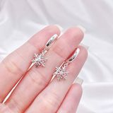  Pure Snowflake 12mm Silver Hoops - Bông Tai Khoen Tòn Ten Hoa Tuyết- Size 12mm Ddreamer 2873BTK 