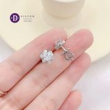  Bông Tai Đá Moissanite 5Li - Bông Tai Nữ Kiểu Hoa 6 Viên Đá Moi Chấu Trái Tim Đá Chủ 5li - Heart Flower Moissanite Silver Earrings MBT024-1 