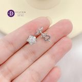  Bông Tai Nữ Đính Đá Moissanite 3.6Li - Bông Tai Bạc 925 Xi Kim Cao Cấp Kiểu Hoa Tuyết Đính Full Moi -  Moissanite Sterling Silver Earrings MBT027-2 