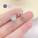  Bông Tai Đá Moissanite 5Li Bạc 925 Xi Kim Sang Trọng - Bông Tai Nữ Kiểu Hoa Cánh Quạt Tròn - Round Flower Moissanite Earrings MBT028 