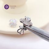  Bông Tai Đá Moissanite 5Li Bạc 925 Xi Kim Sang Trọng - Bông Tai Nữ Kiểu Hoa Cánh Quạt Tròn - Round Flower Moissanite Earrings MBT028 