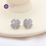  Bông Tai Đá Moissanite 5Li Bạc 925 Xi Kim Sang Trọng - Bông Tai Nữ Kiểu Hoa Cánh Quạt Tròn - Round Flower Moissanite Earrings MBT028 